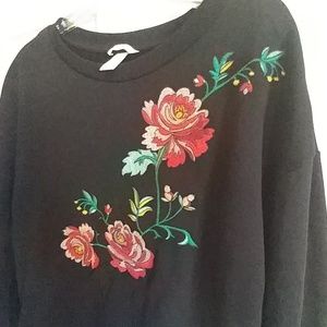 Embroidered Rose Sweatshirt
